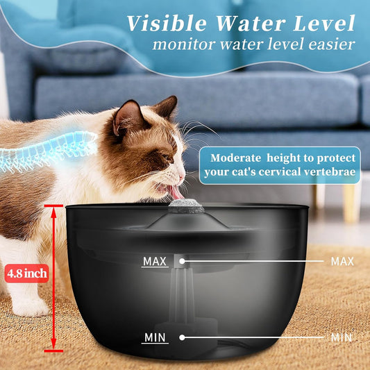 102oz/3L Cat Water Fountain Stainless Steel Tray Automatic Water Bowl Dispenser for Pets - Premium Paws