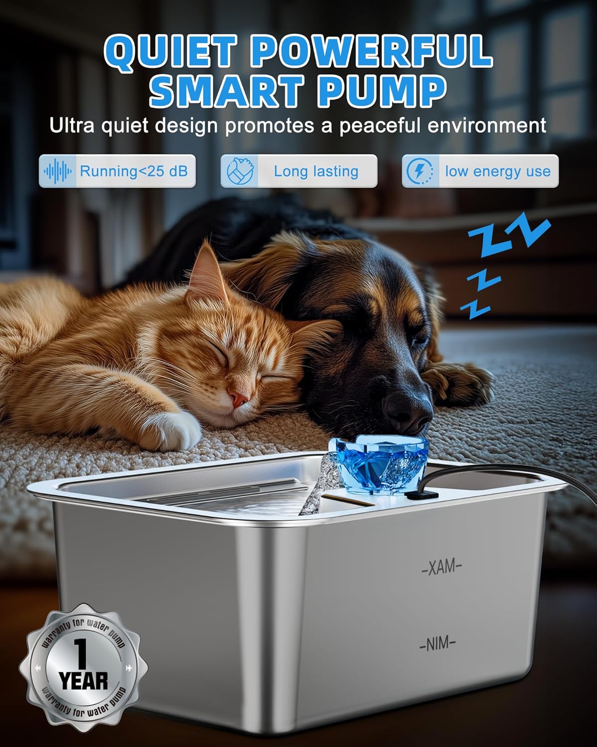 11L/3Galon Stainless Steel Large Pet Water Fountain with 4 Filters - Premium Paws