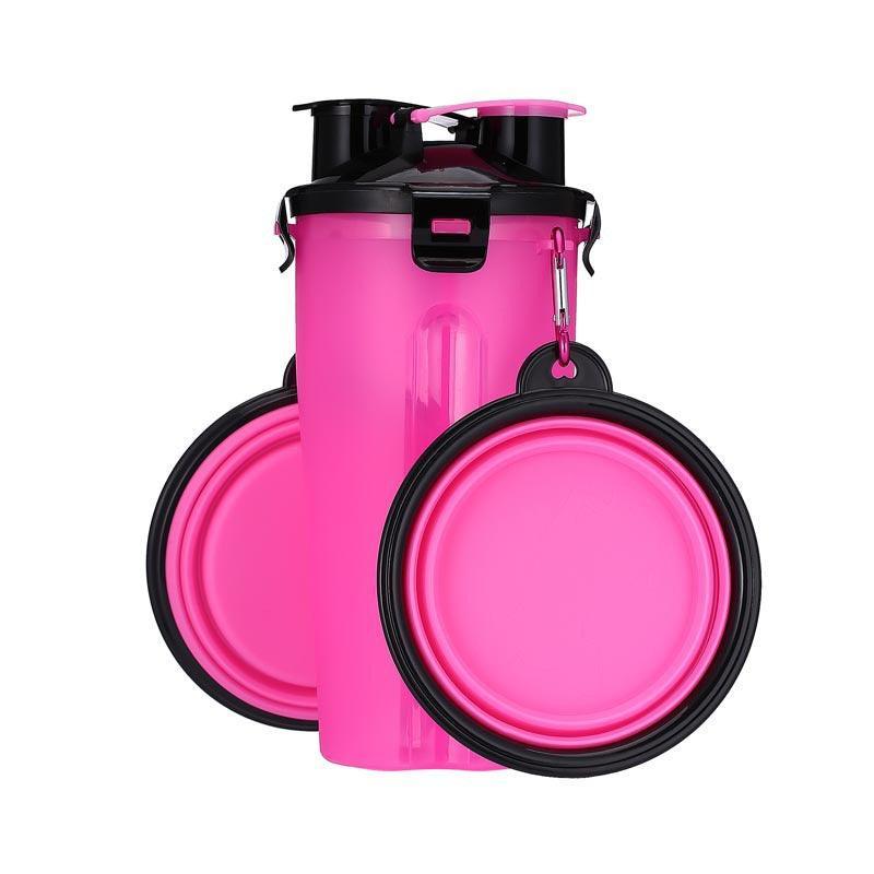 2 In 1Pet Water Bottle Dispenser Travel Portable Dog Cat Drinking Silicone Bowl - Premium Paws