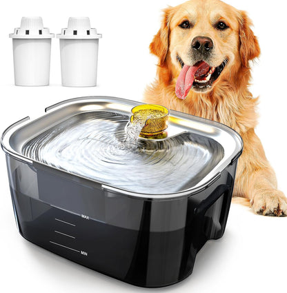 2.6 Gallon Stainless Steel Dog Water Fountain for Large Dogs & Multi Pets - Premium Paws