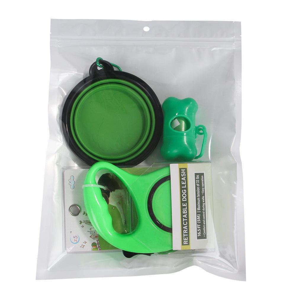 3 - In - 1 Dog Traction Rope And Folding Bowl Set - Premium Paws