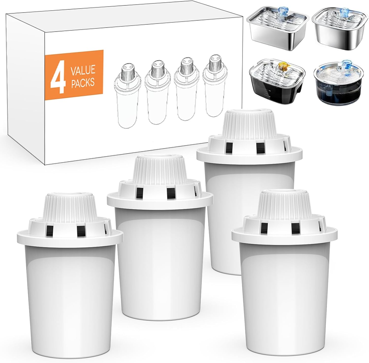 (4 Pack) Replacement Filters for lesotc Dog Water Fountain, High - Efficiency & Safer & Cleaner Replacement Water Filters for lesotc Large Dog Water Fountain/Dog Water Bowl Dispenser - Premium Paws