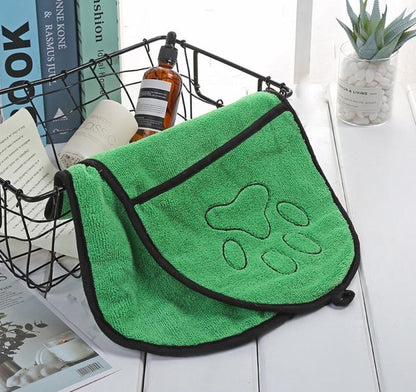 BeNat Pets. Dog Bath Towel Double Drop Pocket Design - Premium Paws