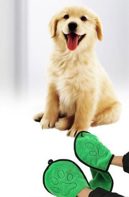 BeNat Pets. Dog Bath Towel Double Drop Pocket Design - Premium Paws