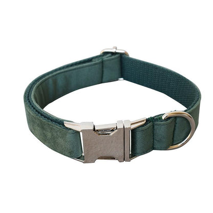 Luxurious Emerald Velvet Dog Collar And Leash Set - Premium Paws