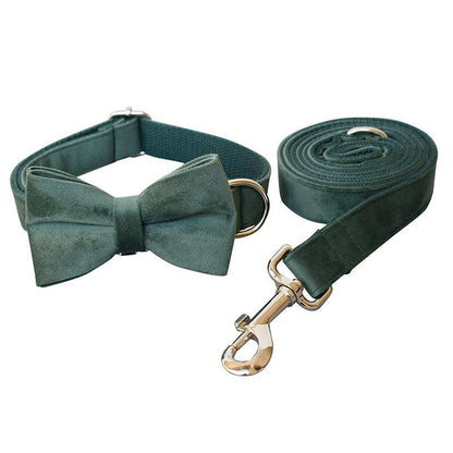 Luxurious Emerald Velvet Dog Collar And Leash Set - Premium Paws