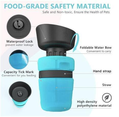 Pet Oasis: Foldable Dog Travel Water Bottle And Dispenser - Premium Paws