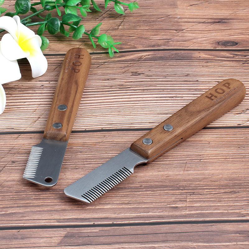 Pet Plucking Knife Comb Wooden Handle Terrier Dog Supplies Pet Shaving Knife Styling Grooming Comb - Premium Paws