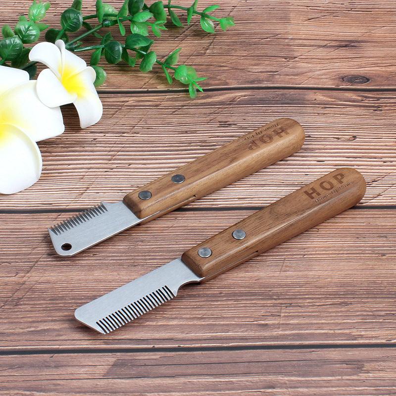 Pet Plucking Knife Comb Wooden Handle Terrier Dog Supplies Pet Shaving Knife Styling Grooming Comb - Premium Paws