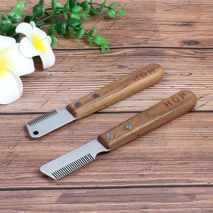 Pet Plucking Knife Comb Wooden Handle Terrier Dog Supplies Pet Shaving Knife Styling Grooming Comb - Premium Paws