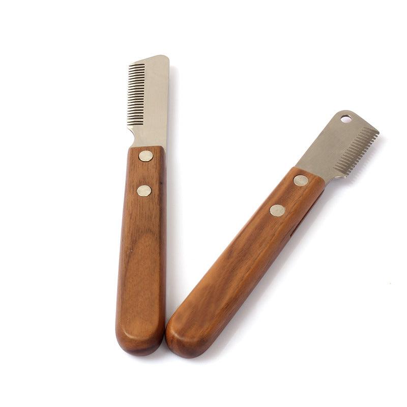 Pet Plucking Knife Comb Wooden Handle Terrier Dog Supplies Pet Shaving Knife Styling Grooming Comb - Premium Paws